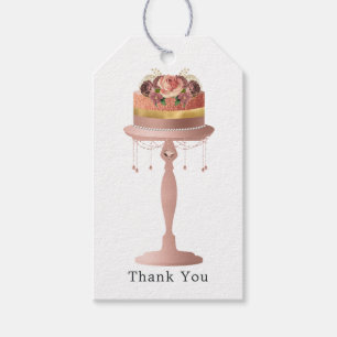 Trendy Rose Gold and Gold Cake Gift Tags