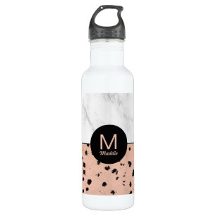 Trendy Rose Gold and Marble with Monogram 710 Ml Water Bottle