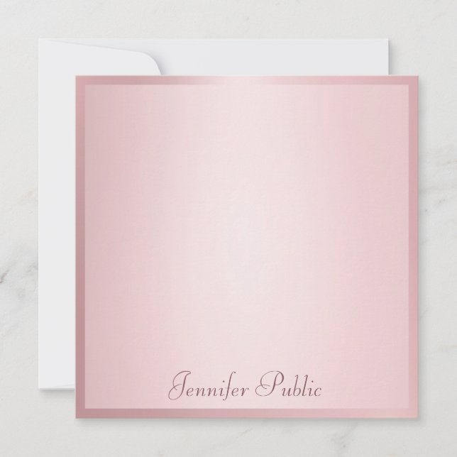 Trendy Rose Gold Calligraphy Script Elegant Modern Card (Front)