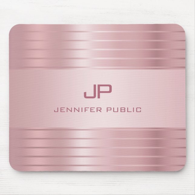 Trendy Rose Gold Colour Modern Template Elegant Mouse Pad (Front)