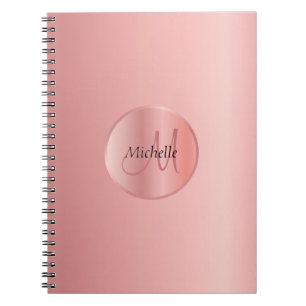 Trendy Rose Gold Elegant Template Monogram Notebook