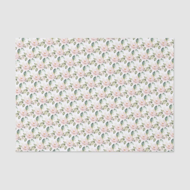 Trendy rose gold floral gold sparkle 16th birthday tissue paper (Front)