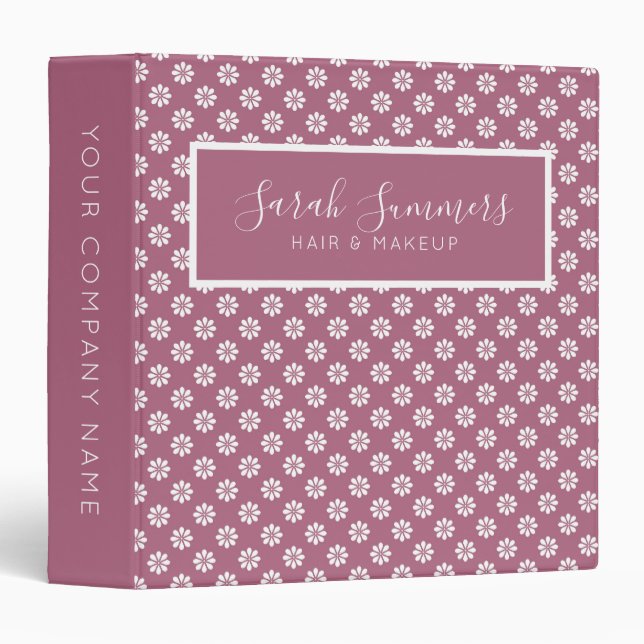 Trendy Rose Gold Floral Stylish Pattern Girly Binder (Front/Spine)