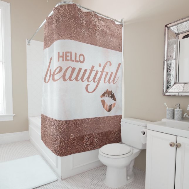 Trendy Rose Gold Foil Marble Hello Beautiful (In Situ)