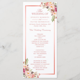 Trendy Rose Gold Frame Floral Wedding Program