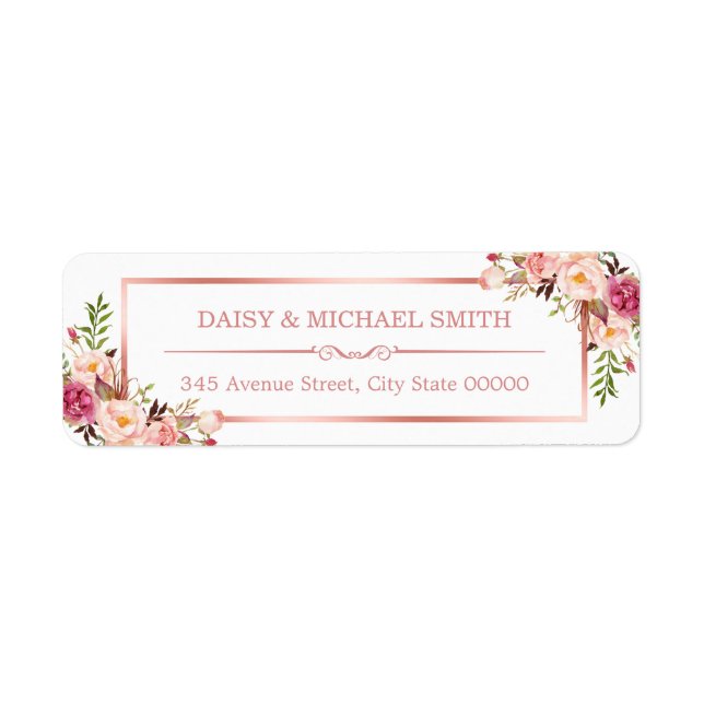 Trendy Rose Gold Frame Vintage Rose Fleurs (Devant)