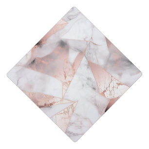 Trendy Rose Gold Geometric Marble Graduation Cap Topper