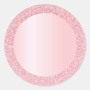 Trendy Rose Gold Glitter Blank Template Add Text Classic Round Sticker