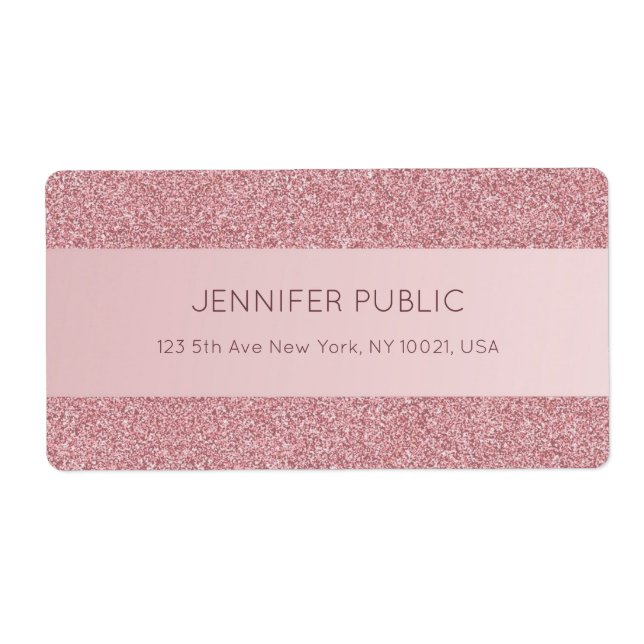 Trendy Rose Gold Glitter Elegant Template Shipping (Front)