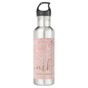 Trendy Rose Gold Glitter Fancy Initials and Name 710 Ml Water Bottle