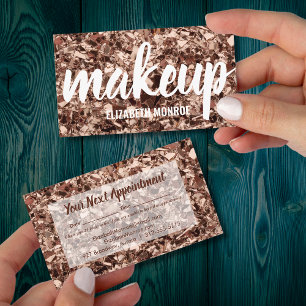 Trendy Rose Gold Glitter Makeup Artist Appointment Card