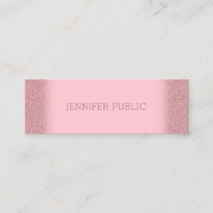 Trendy Rose Gold Glitter Template Modern Elegant Mini Business Card