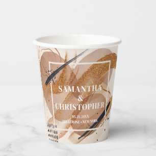 Trendy rose gold glitter terracotta bold wedding paper cups