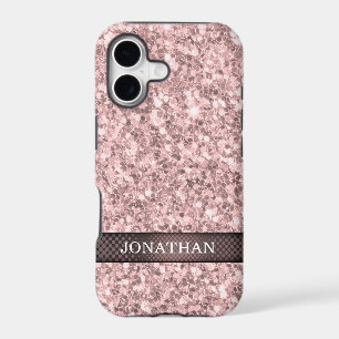 Trendy Rose Gold Glitter White Sparks