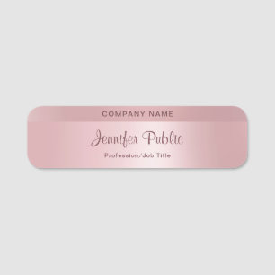 Trendy Rose Gold Hand Script Modern Elegant Name Tag