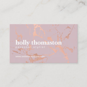 Trendy Rose Gold Marble Pattern on Blush Designer Business Card