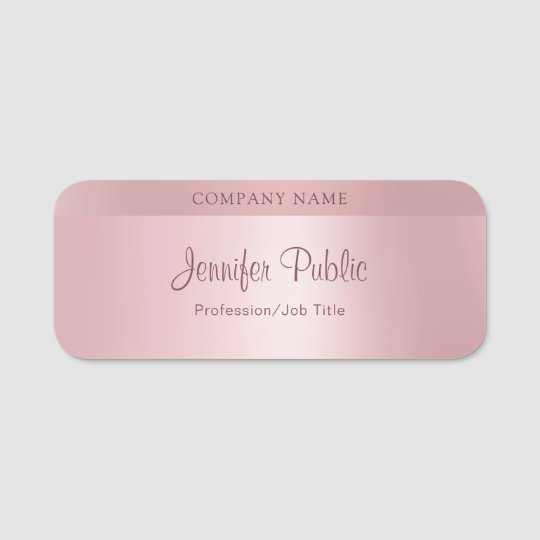 Trendy Rose Gold Modern Elegant Handwriting Script Name Tag Zazzle.ca