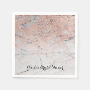 Trendy Rose Gold Modern Marble Glam Wedding Party Napkin