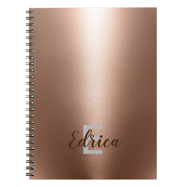 Trendy Rose Gold Monogram Notebook (Front)
