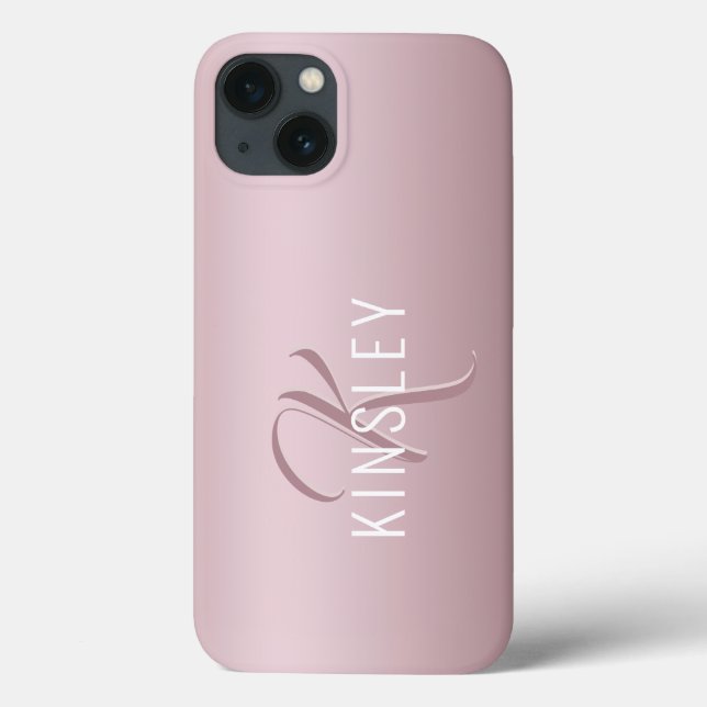 Trendy Rose Gold Personalized Monogram Case-Mate iPhone Case (Back)