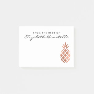Trendy Rose Gold Pineapple Personalized Post-it Notes