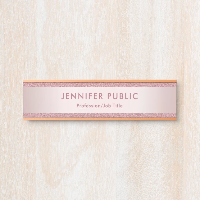 Trendy Rose Gold Professional Modern Template Door Sign (Front)