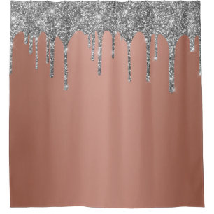 Trendy Rose Gold Silver Glitter Drips Sparkle