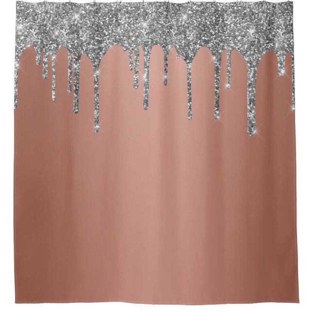 Trendy Rose Gold Silver Glitter Drips Sparkle (Front)