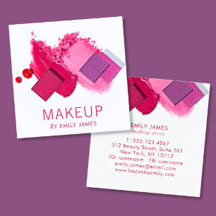 Trendy Rose Gold Silver Modern Chic Makup Artist Square Business Card