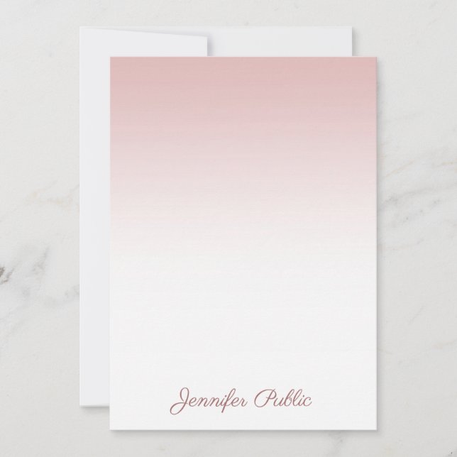 Trendy Rose Gold Template Handwritten Script Name (Front)