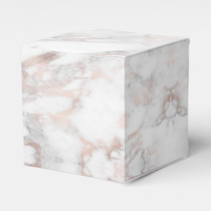 Trendy Rose Gold White Marble Elegant Template Favor Box