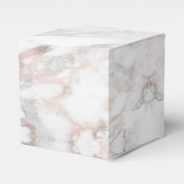 Trendy Rose Gold White Marble Elegant Template Favor Box (Front Side)
