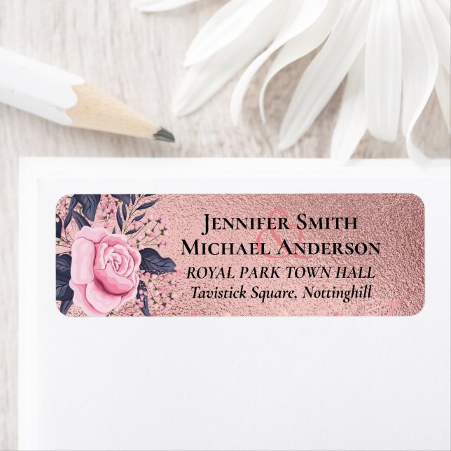 Trendy ROSEGOLD Wedding Metallic Pink Navy Glitter (Insitu)
