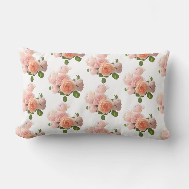 Trendy Roses Modern Elegant Template Lumbar Pillow (Front)