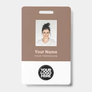 Trendy rosewood brown feminine branded name badge