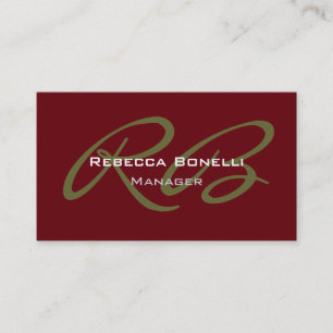 Trendy Rosewood Gold Colours Monogram Business Car Card