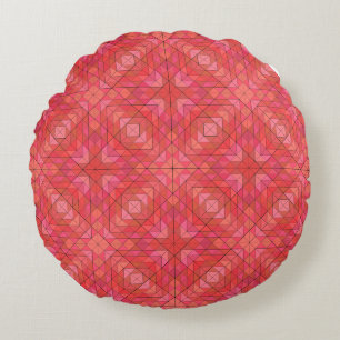 Trendy Round Pillow Featuring Red Triangles