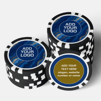 Trendy Royal Blue Gold Marble Collection Poker Chips