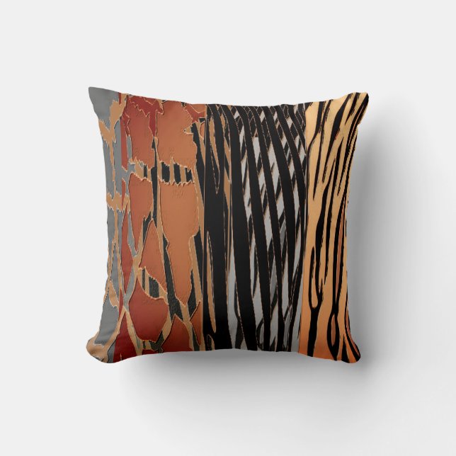 Trendy Rustic Animal  Printed Zebra Stripe Pillow (Front)
