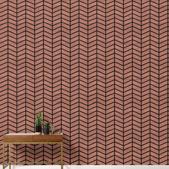 Trendy Rustic Brown Chevron Wallpaper (Hallway)