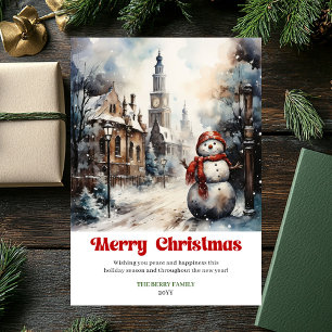 Trendy rustic Christmas scene bold playful holiday Card