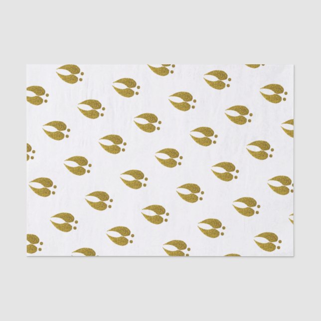 Trendy Rustic Elegant Faux Glitter Gold Deer Track Tissue Paper (Front)