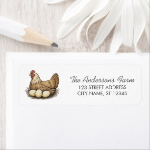 Trendy Rustic Farm Chicken Return Address  