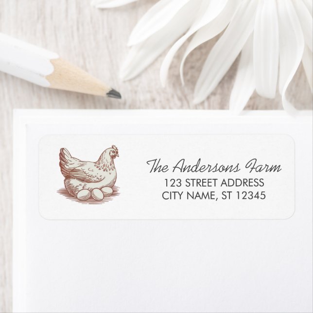 Trendy Rustic Farm Chicken Return Address   (Insitu)