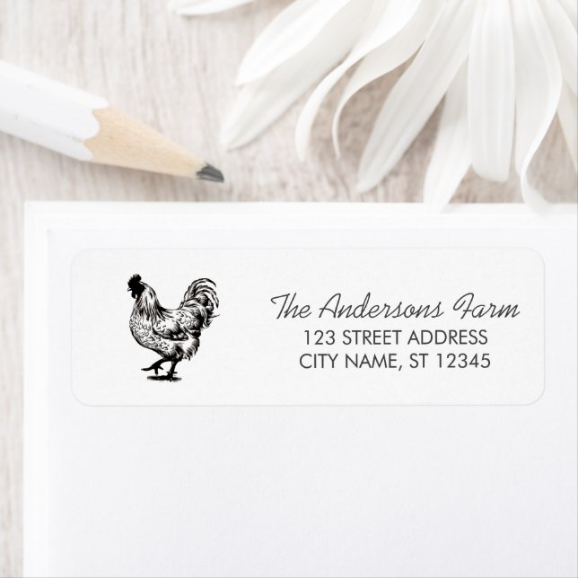 Trendy Rustic Farm Chicken Return Address   (Insitu)