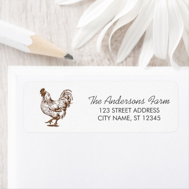 Trendy Rustic Farm Chicken Return Address   (Insitu)