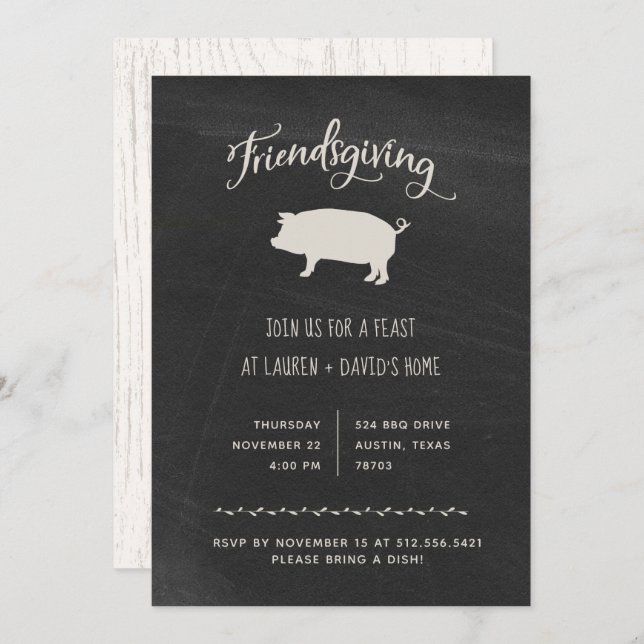 Trendy Rustic Friendsgiving | Thanksgiving Dinner Invitation (Front/Back)