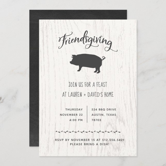 Trendy Rustic Friendsgiving | Thanksgiving Dinner Invitation (Front/Back)