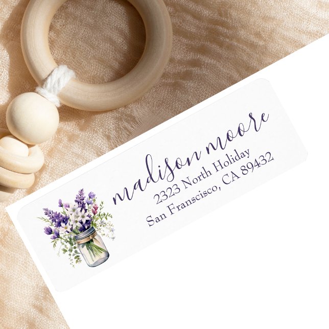 Trendy Rustic Jar & Floral Bouquet Adresse de reto (Créateur téléchargé)