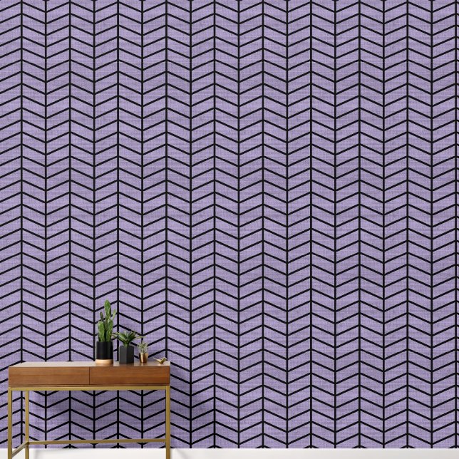 Trendy Rustic Purple Chevron Wallpaper (Hallway)